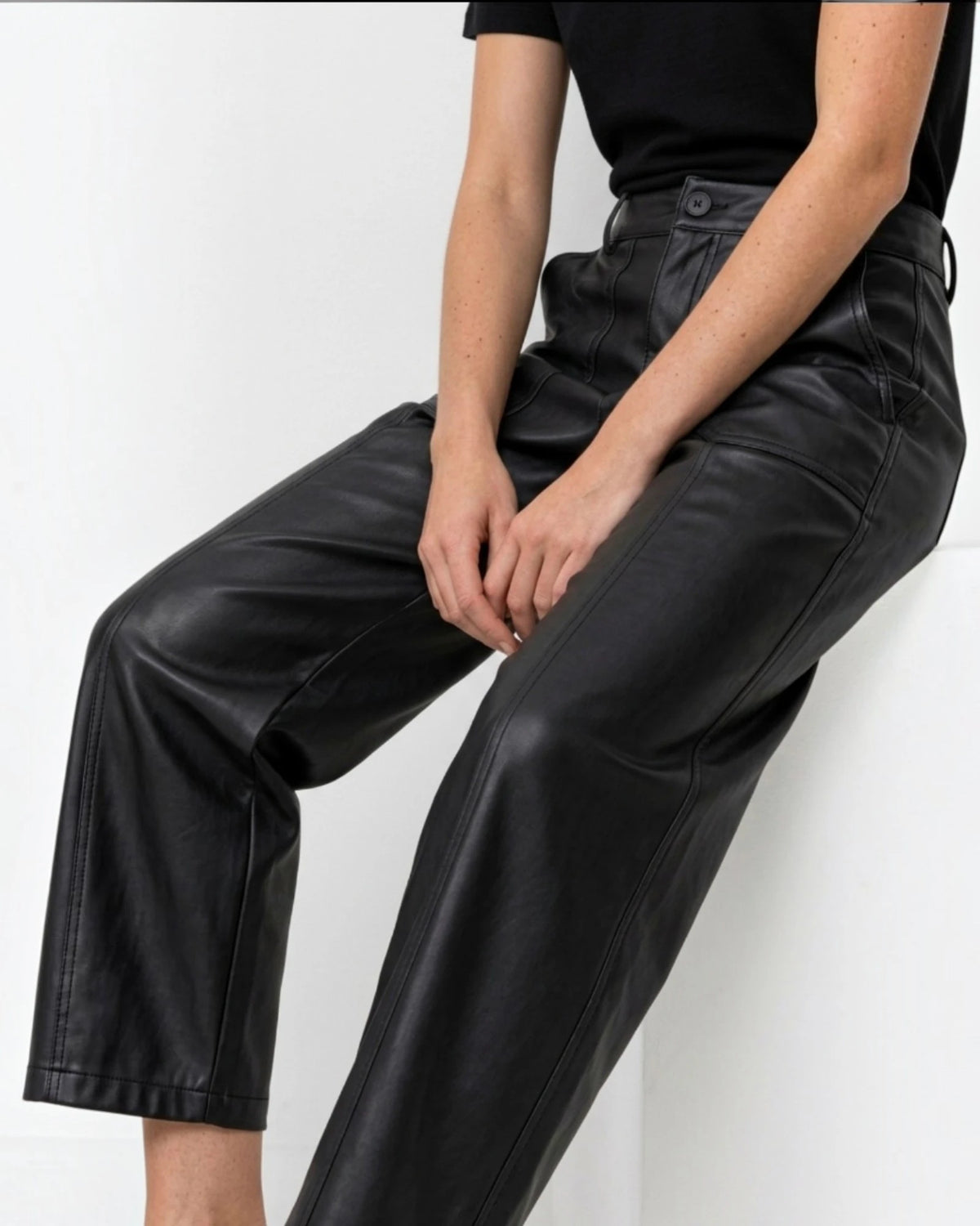 Colette Leather-Look Barrel Trousers