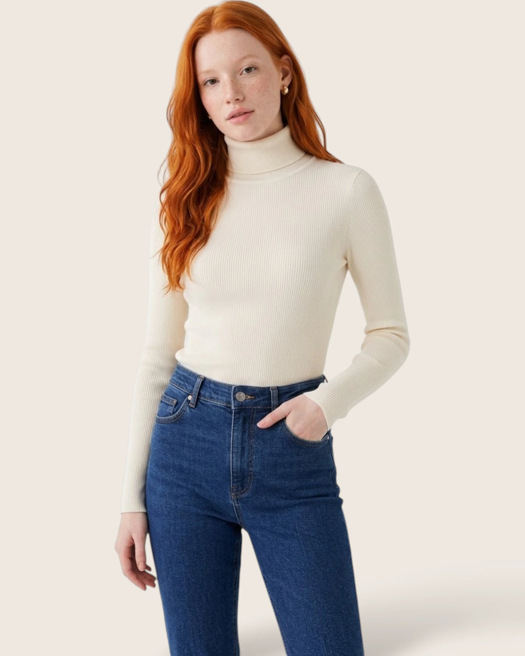 Off-White Merino Blend Rib Turtleneck